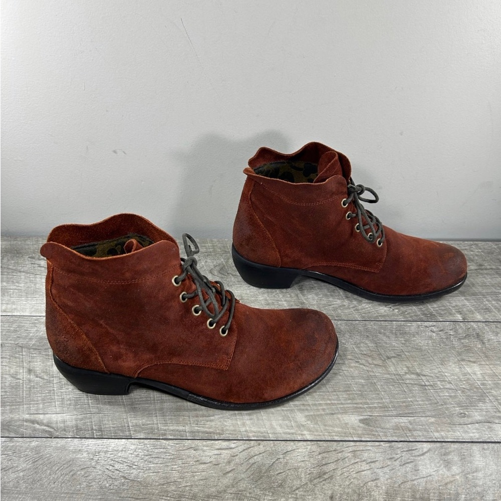 Fly London Nilofly P143780017 Womens Orange Suede Leather Mid Boots Booties 10.5